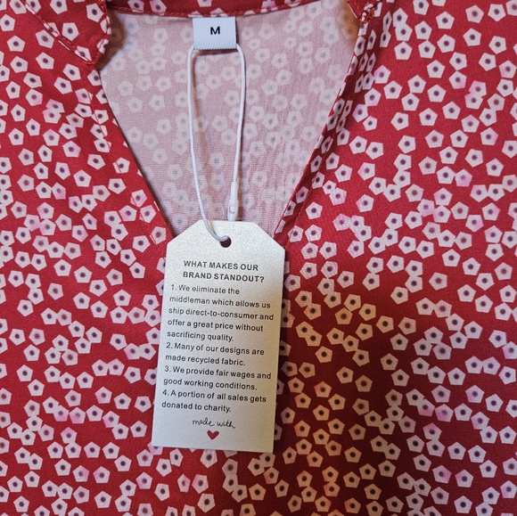 Red and white print dress Size M NWT - Picture 2 of 3